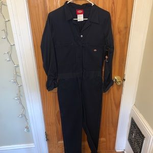 Womens Dickies Jumpsuit Navy XS Long Sleeve Coverall Cinched Waist
